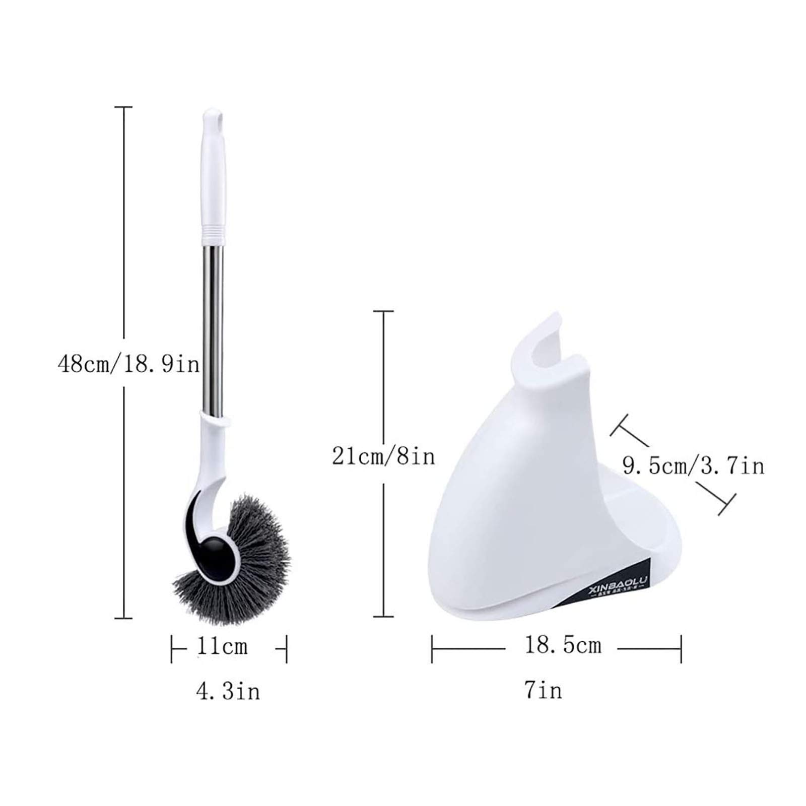 Scopino per WC, scopino per WC e Set di Supporto, spazzole per WC in Silicone per Pulizia Profonda con setole morbide TPR per Supporto per Superficie con spazzolino da Bagno, Bianco