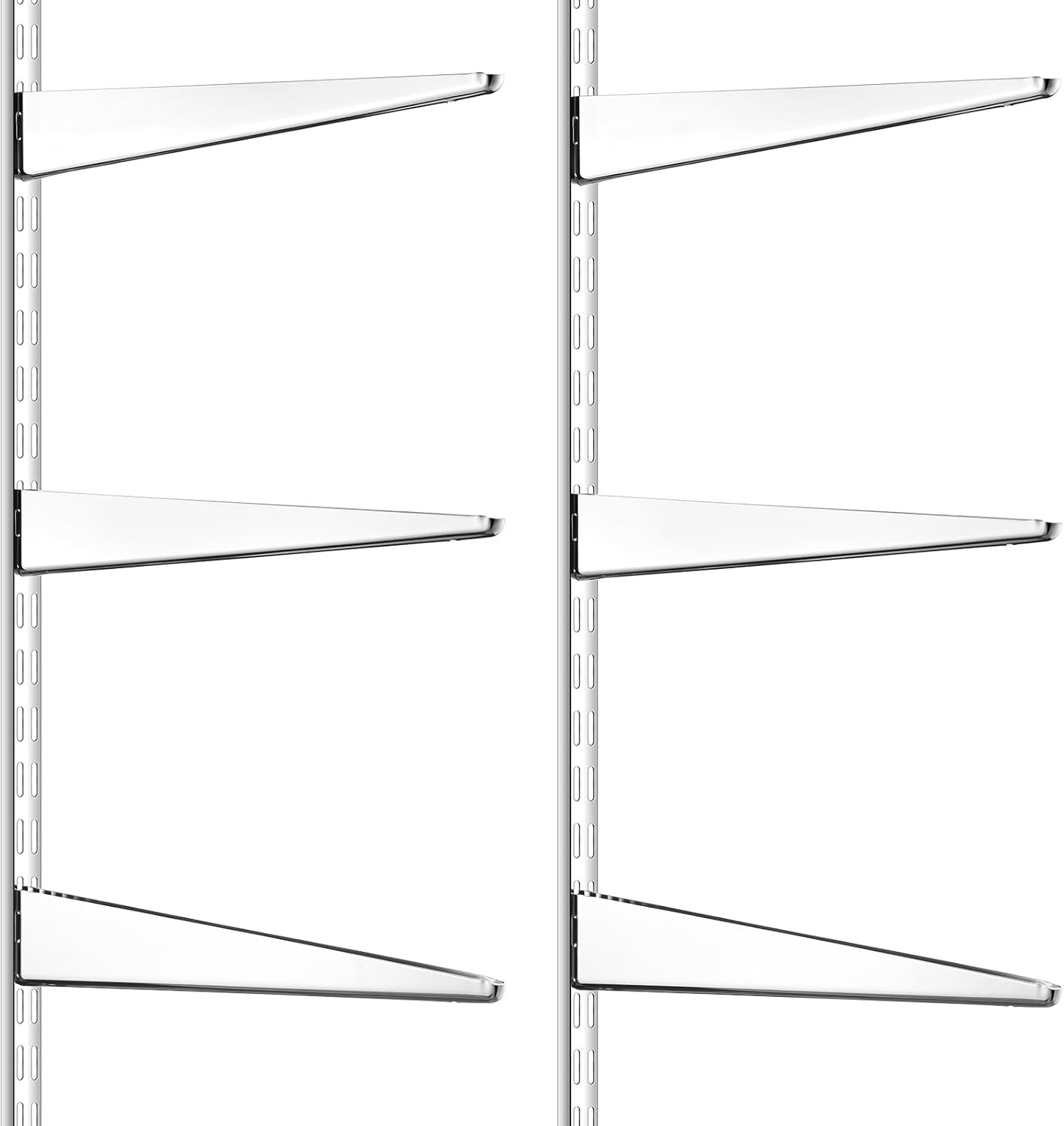 2 Pcs Twin Rail Upright Wall Shelving System 47.5 Inch with 6 Pcs Shelf Bracket 14.5 Inch Heavy Duty Adjustable Storage Rack Metal Support System for Kitchen Closet Home Indoor (Sliver) Silver 8