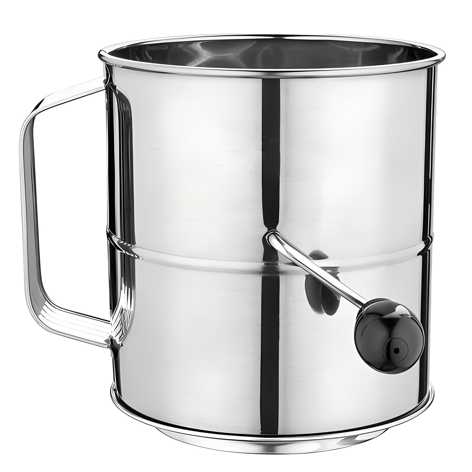 Kaeltsyn Stainless Steel Fine Meshes Flour Strainer with Agitator for Quick Sifting Sifter Rustproof Kitchen Tool Baking Sifter