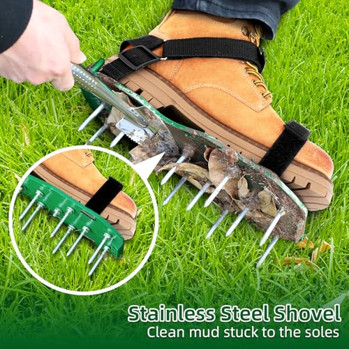image for Ohuhu Lawn Aerator Shoes with Hook & Loop Straps, All New Unique Desig