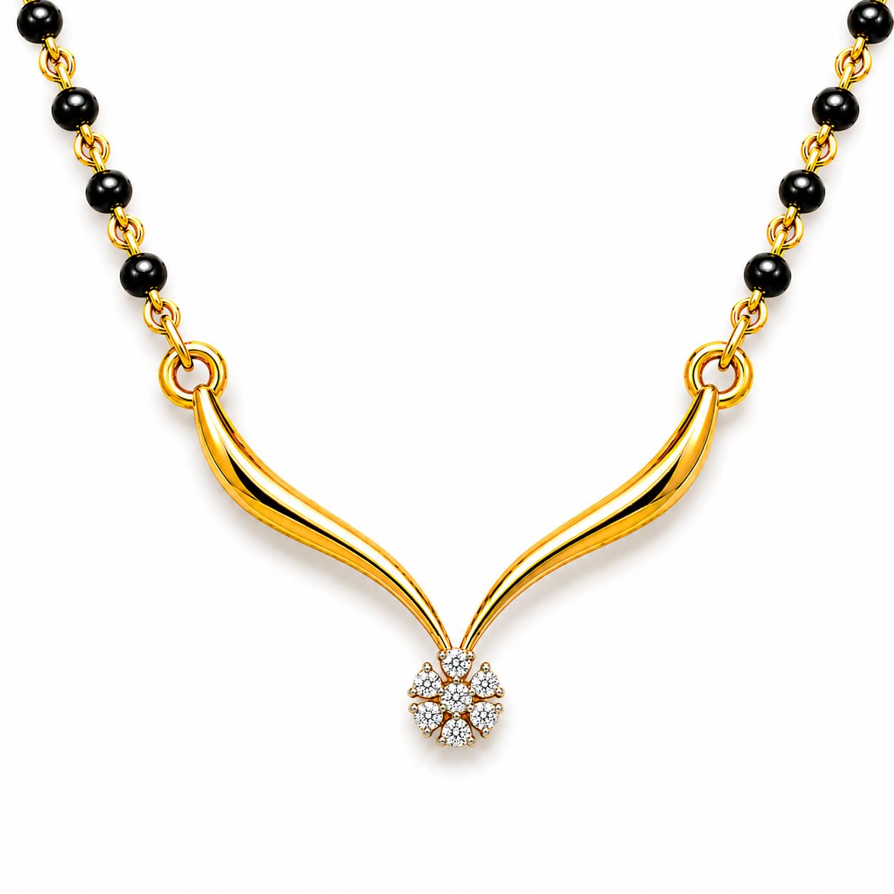dishis 14/18K Yellow/White/Rose Yellow Gold and Diamond OM Tanmaniya Mangalsutra for Women-picture-34