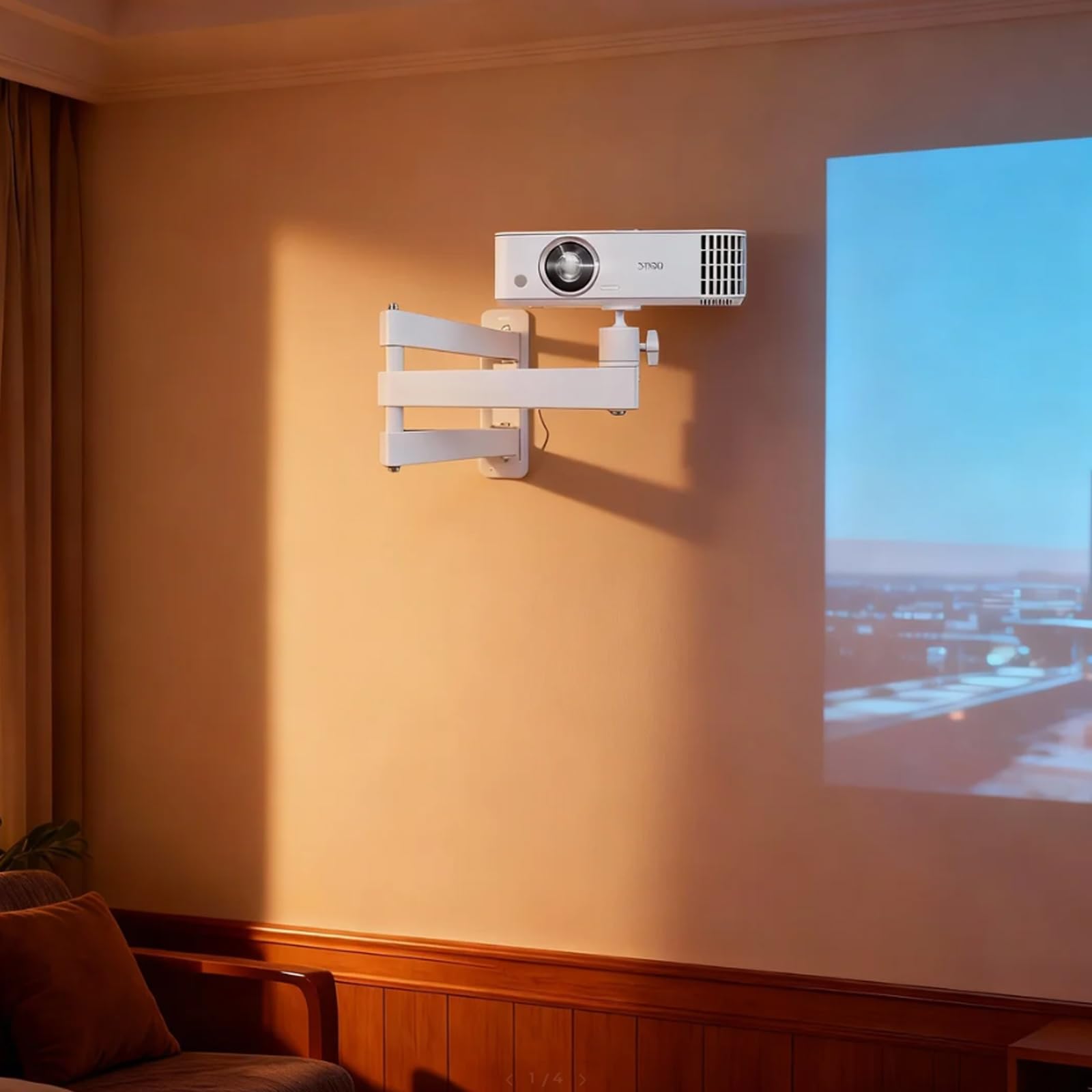 Projektorstand Beamer Projector Stand Wandhalterung Metallhalter Multi-Winkel Verstellbare Projektorhalterung mit 1/4 Zoll Schraubschnittstelle und Gelenkarm