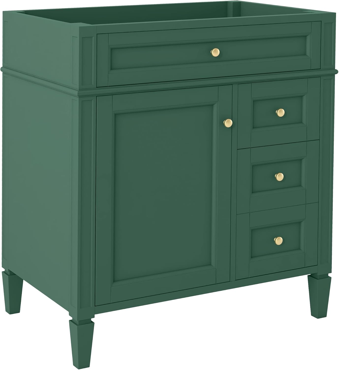 Merax 30'' Bathroom Vanity Without Top Sink, Green Modern Bathroom Storage Cabinet with 2 Drawers and a Tip-Out Drawer (NOT Include Basin)