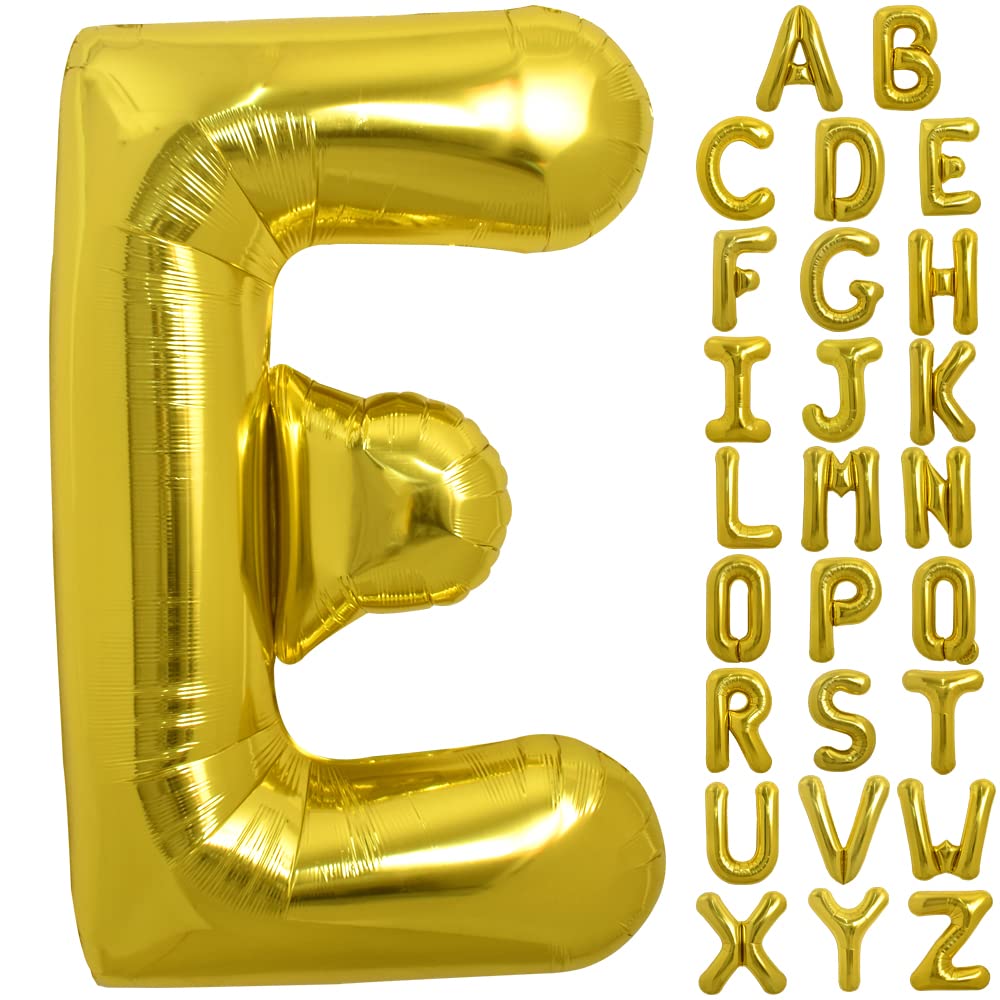 TONIFUL 40 Inch Large Gold Letter E Balloons, Foil Mylar Big Balloons for Birthday Party Anniversary Supplies Decorations