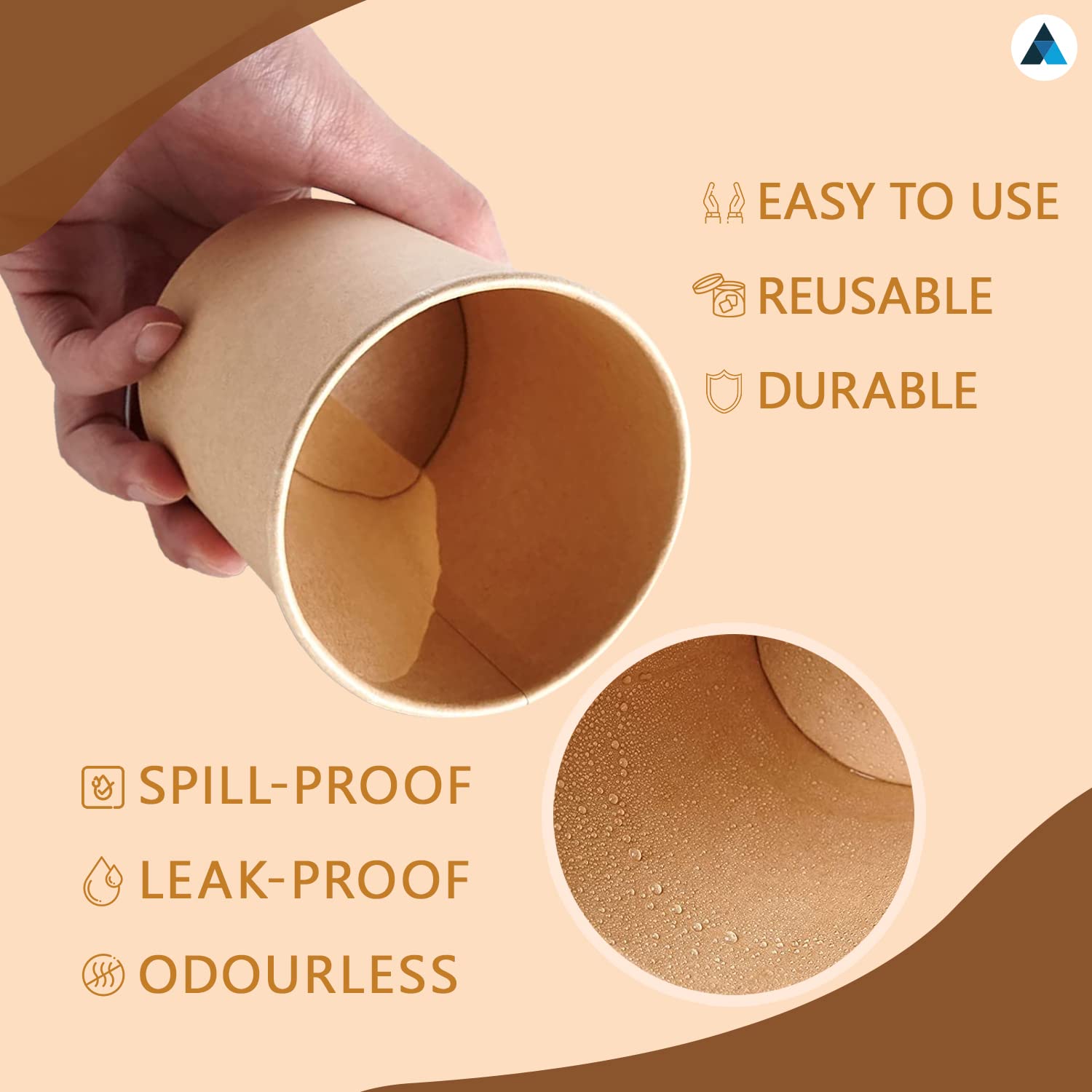 25 contenitori per zuppa da asporto usa e getta in Kraft marrone da 237 ml, con coperchi, bicchieri di carta usa e getta, tubi da asporto per zuppa