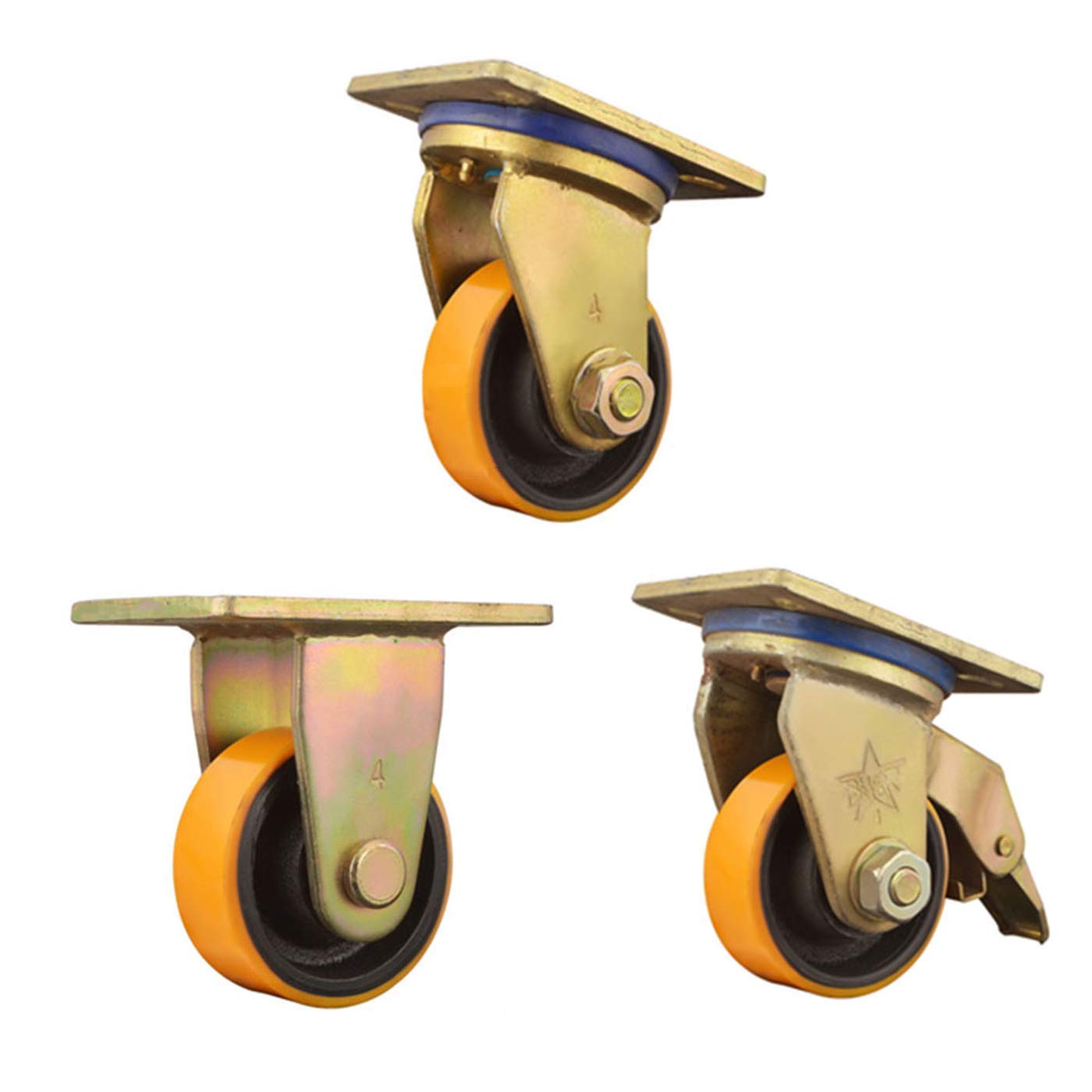 4 Pack 75mm Swivel Castors Fixed Castors with Brake Wheels / Castors