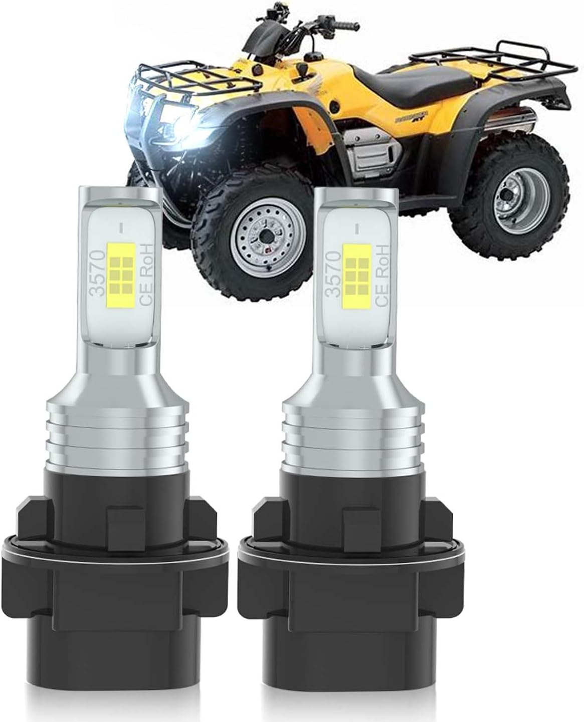 For Fit 2004 2005 2006 Honda ATV TRX350FE latest upgrade Rancher Light Bulbs, 34901-HP5-601、34901-HN5-M40, Super Bright 6000K White Beam Bulbs,3 Pins,Plug and Play, 2-Pack