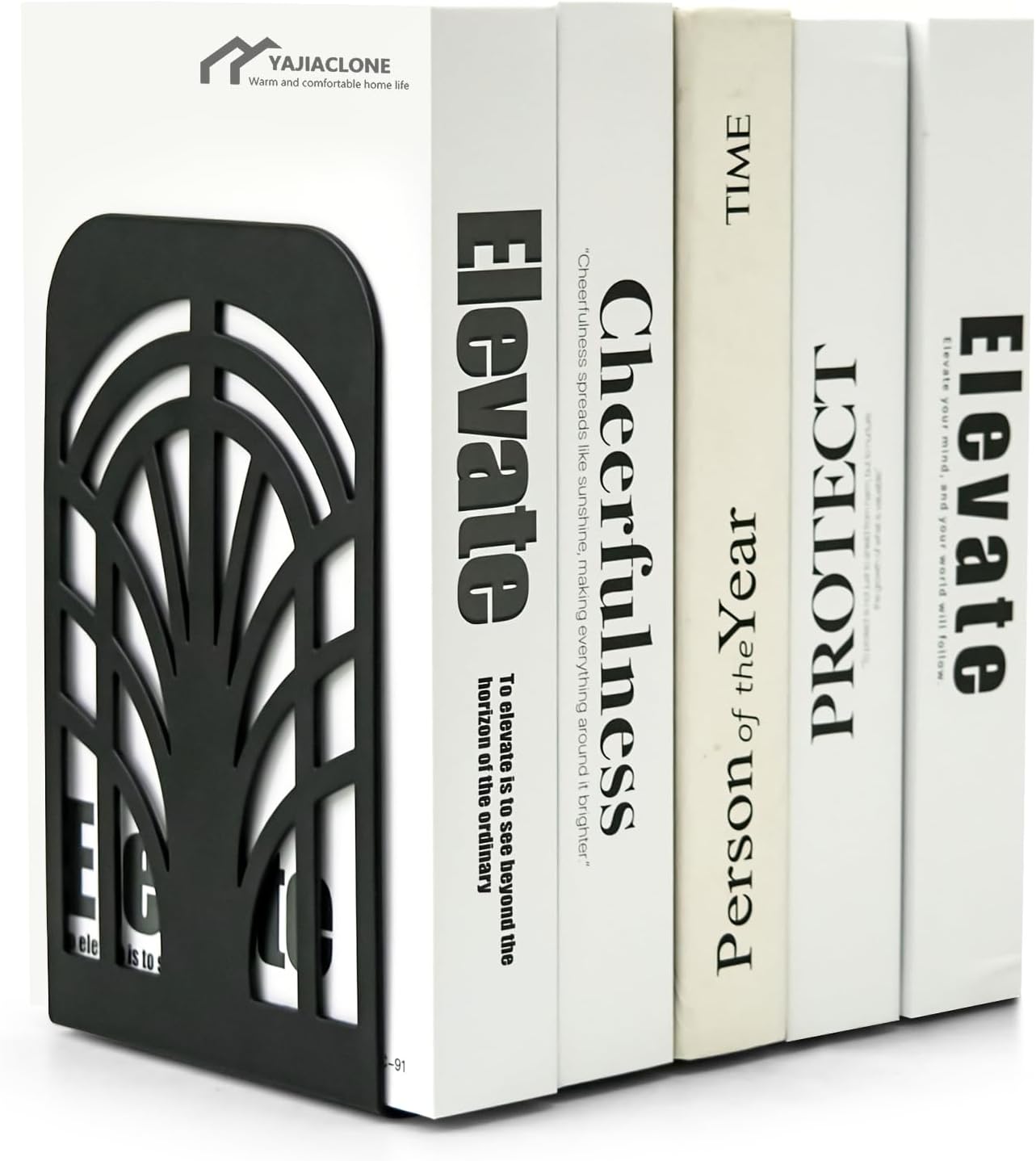 Heavy Duty Metal Book Ends for Heavy Books, Bookends for Shelves with Non Slip Base, Modern Arch Black Book End Set for Bookshelf, Home Office Desk Decor, Set of 2
