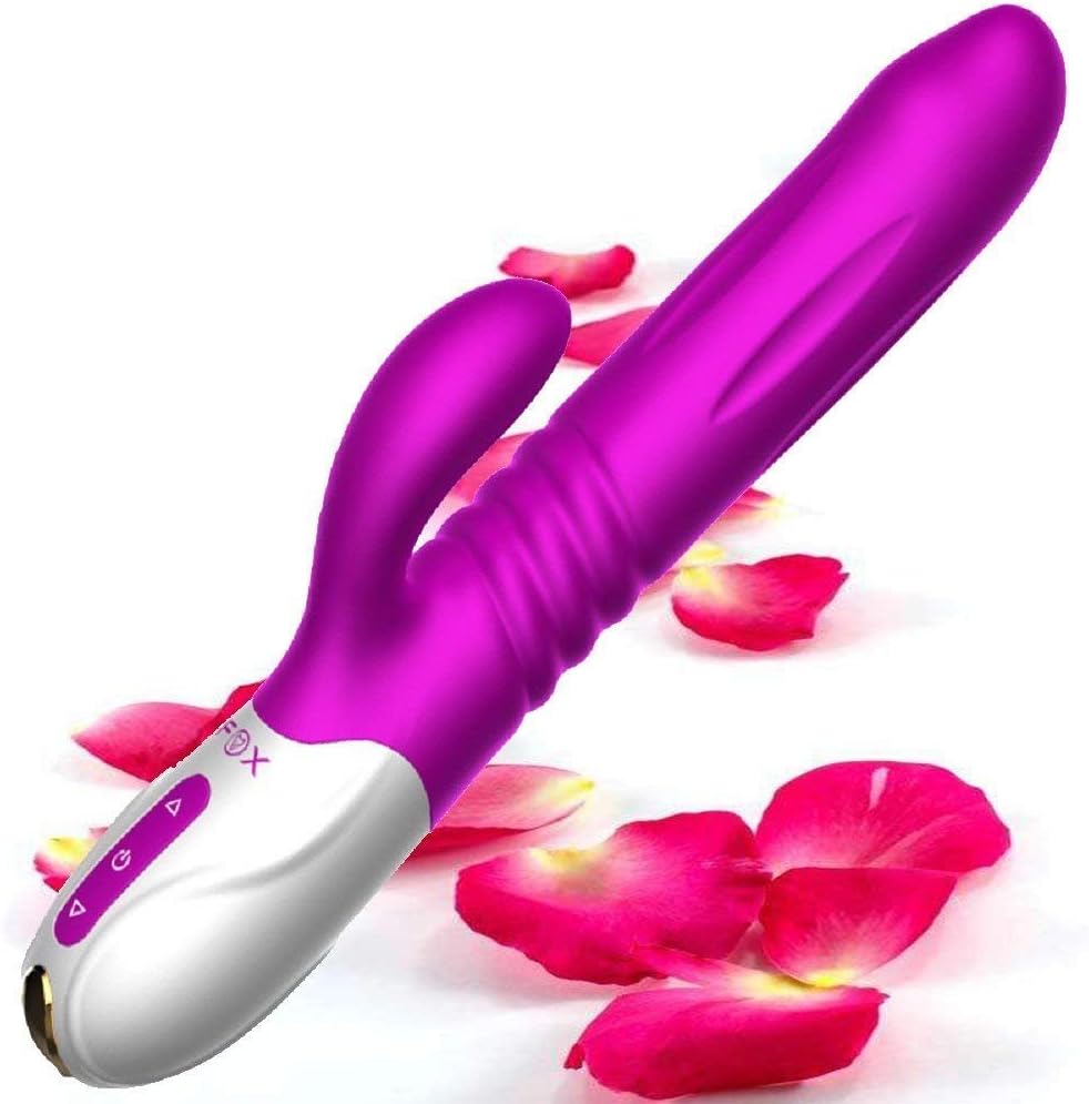 10 Speeds USB Rechargeable Thrusting Rotating Viberate Large Size Rabbit Toys for Women Pleasure Viberation with Realistic Expansion Head(Purple)