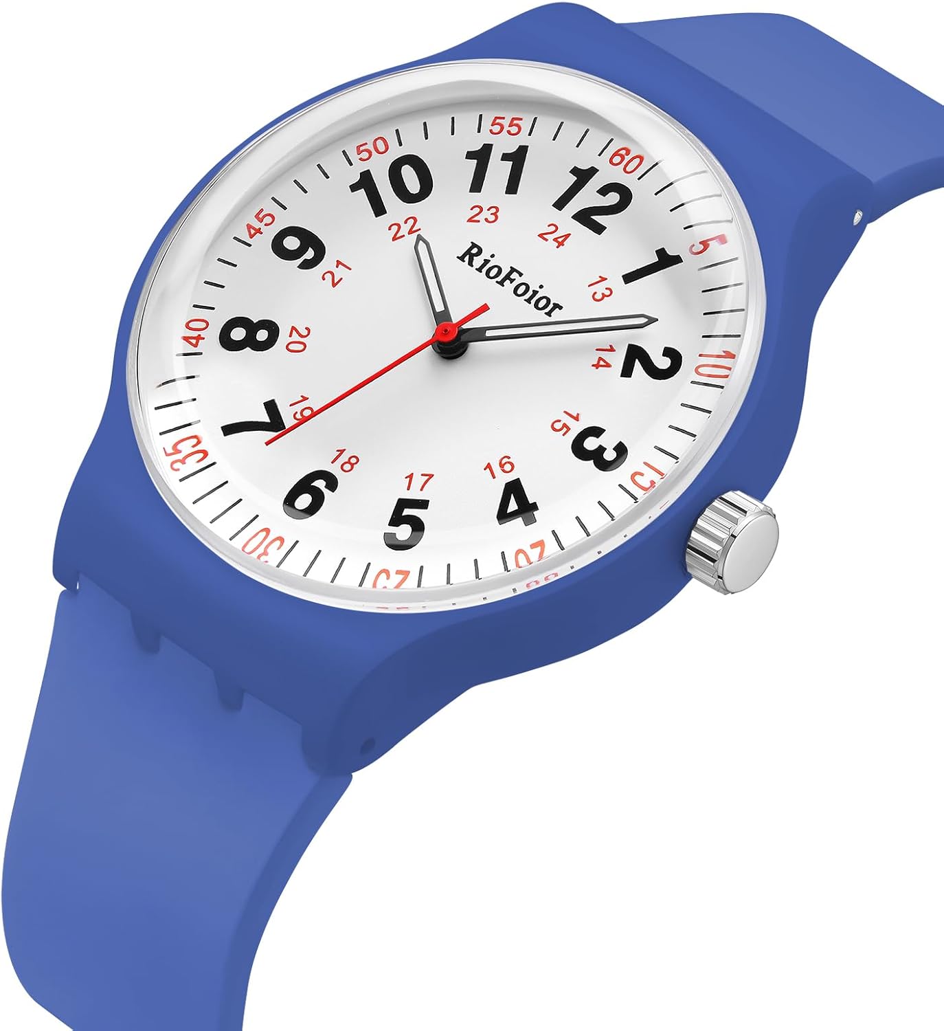 Waterproof Analog Unisex Nurse Watch for Nurses,Nursing Students,Medical Professionals,Women,Men with Easy to Read Military Time Dials,Second Hand and 24 Hour,Soft Breathable Silicone Band.