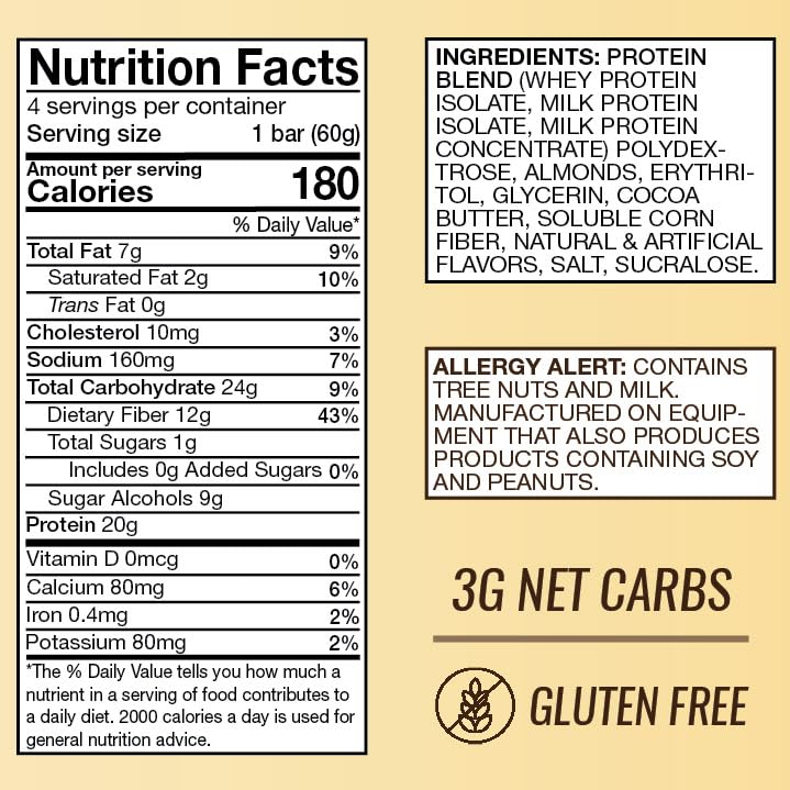 AtLast! Nutrition Yellow Cake Protein Bars 12 unidades miniatura 3