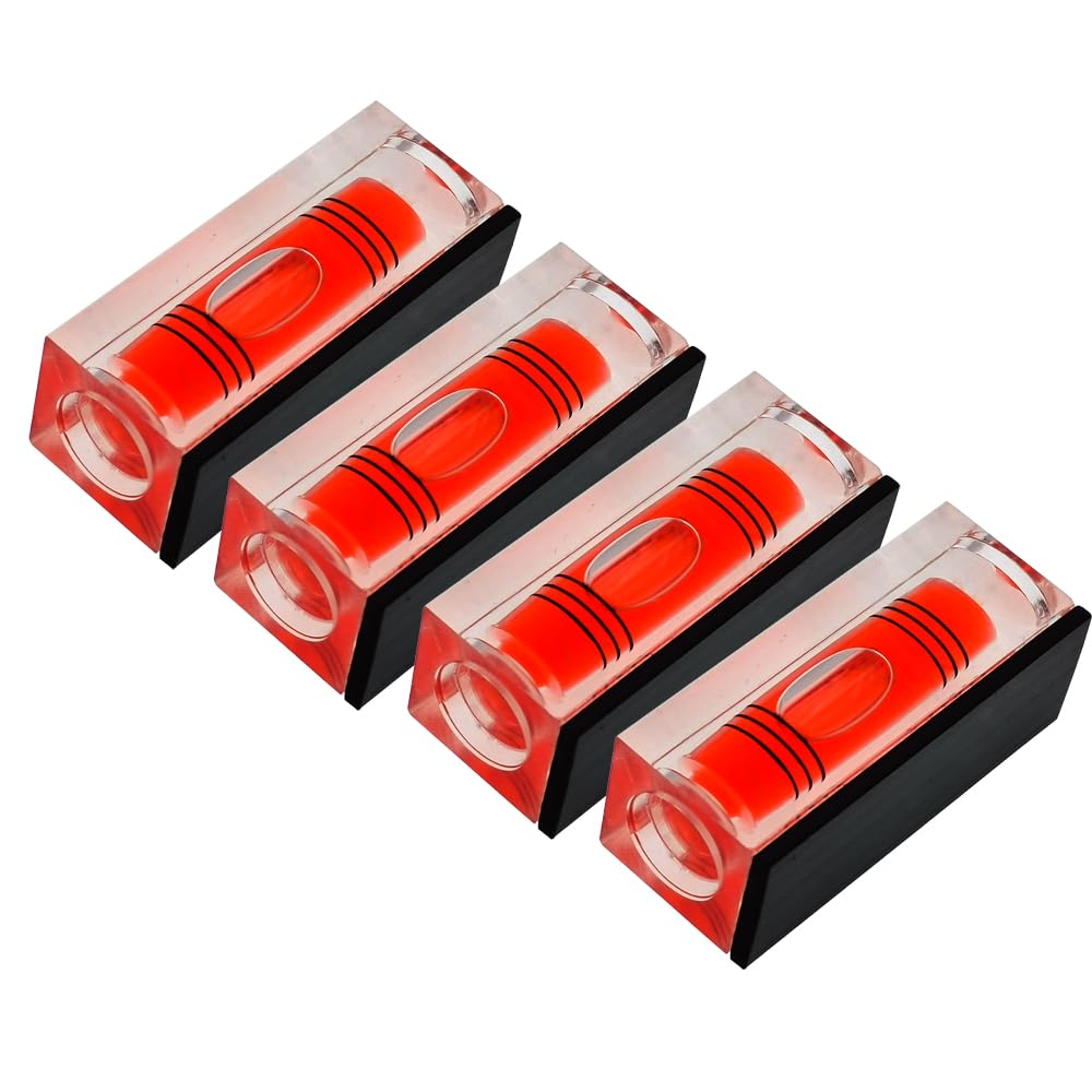 Mini burbuja de nivel de alta precisión, mini burbuja de nivel, bola de nivel de tres líneas, regla de nivel, nivel doméstico magnético 4PCS (40x17.5x15mm rojo magnético)