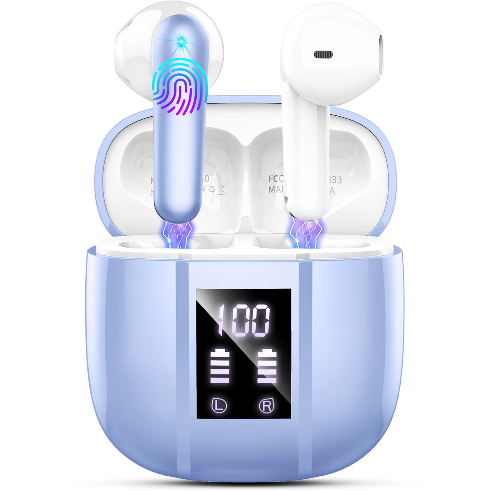 Donerton Cuffie Bluetooth, Auricolari Bluetooth Stereo HiFi con HD Mic, Cuffie Wireless 48 Ore LED Display, in Ear Cuffiette Bluetooth