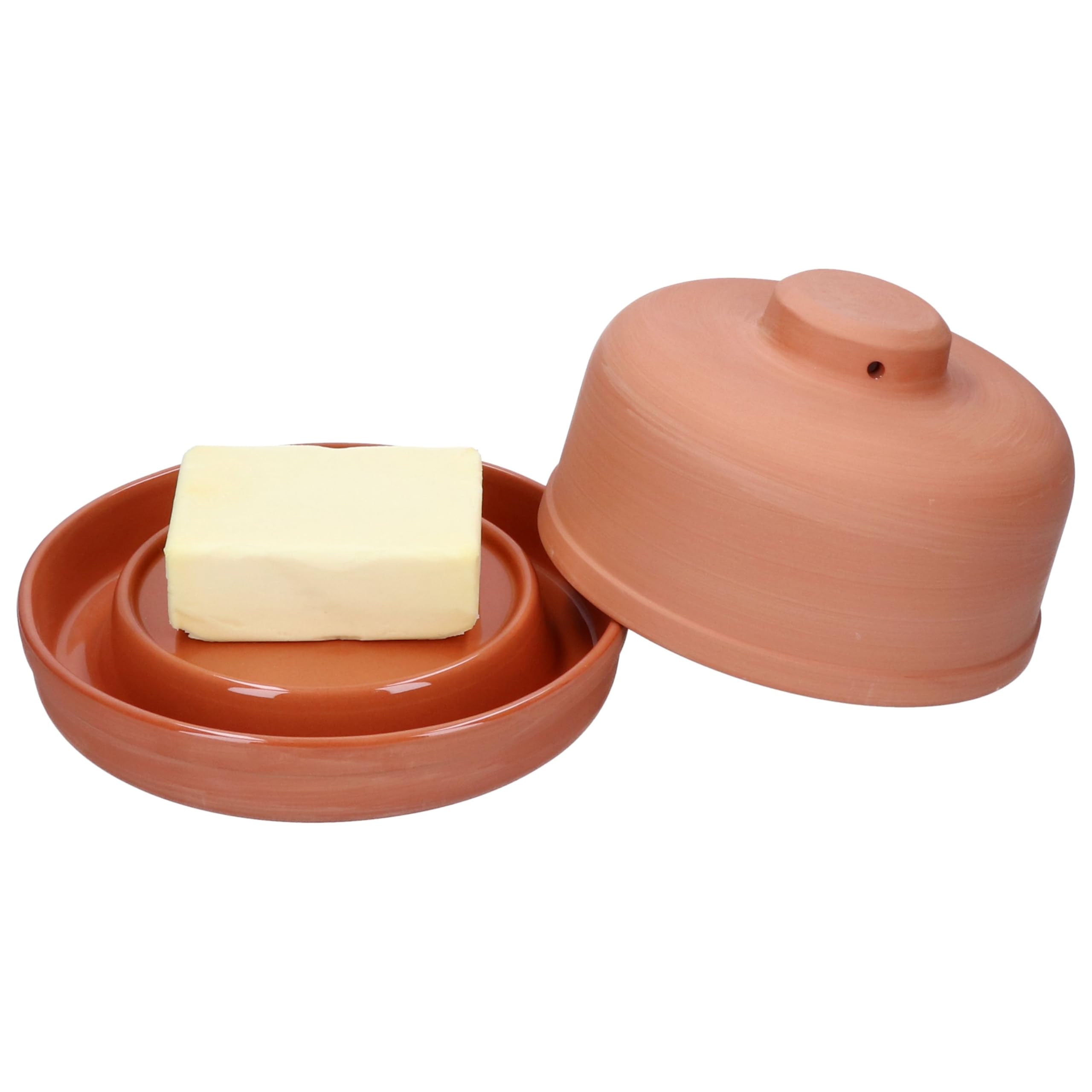 MamboCat Terra Botervloot Met Deksel Van Terracotta - Ronde Boterkoeler Voor 250g Boter