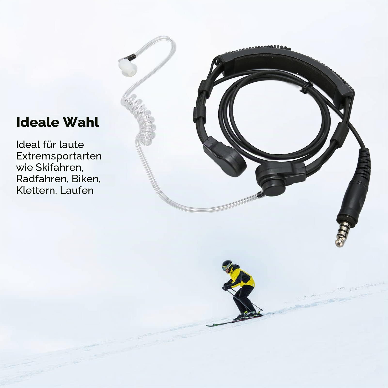 Septpenta Kehlkopfmikrofon Walkie Talkie Ohrhörer Mit U94 PTT Adapter, Verstellbarer Transparenter Akustikschlauch Walkie Talkie Ohrhörer Headset Für T5000 T5100 Und Andere Modelle