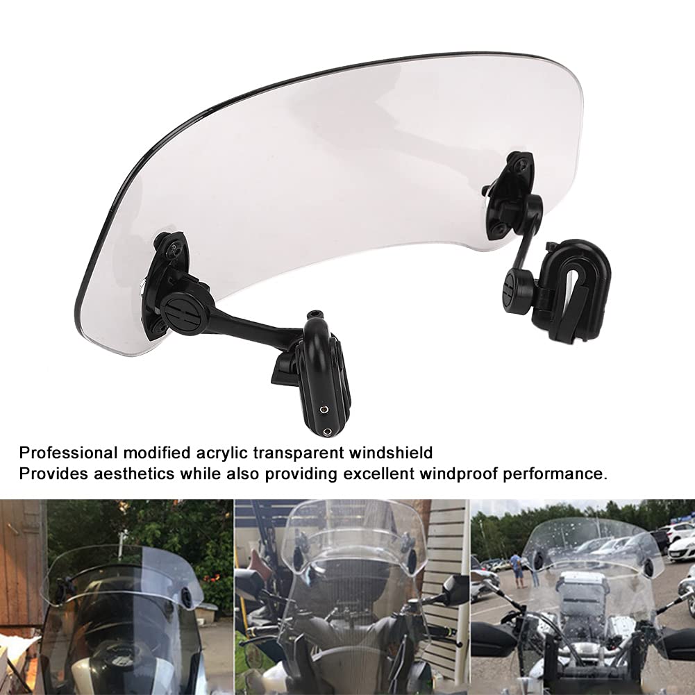 Przedłużenie przedniej szyby motocykla, regulacja wysokości, przednia szyba, wiatr, deszcz, deflektor powietrza, dodatkowy spojler, ekran uniwersalny, do modyfikacji motocykla, przezroczysty materiał