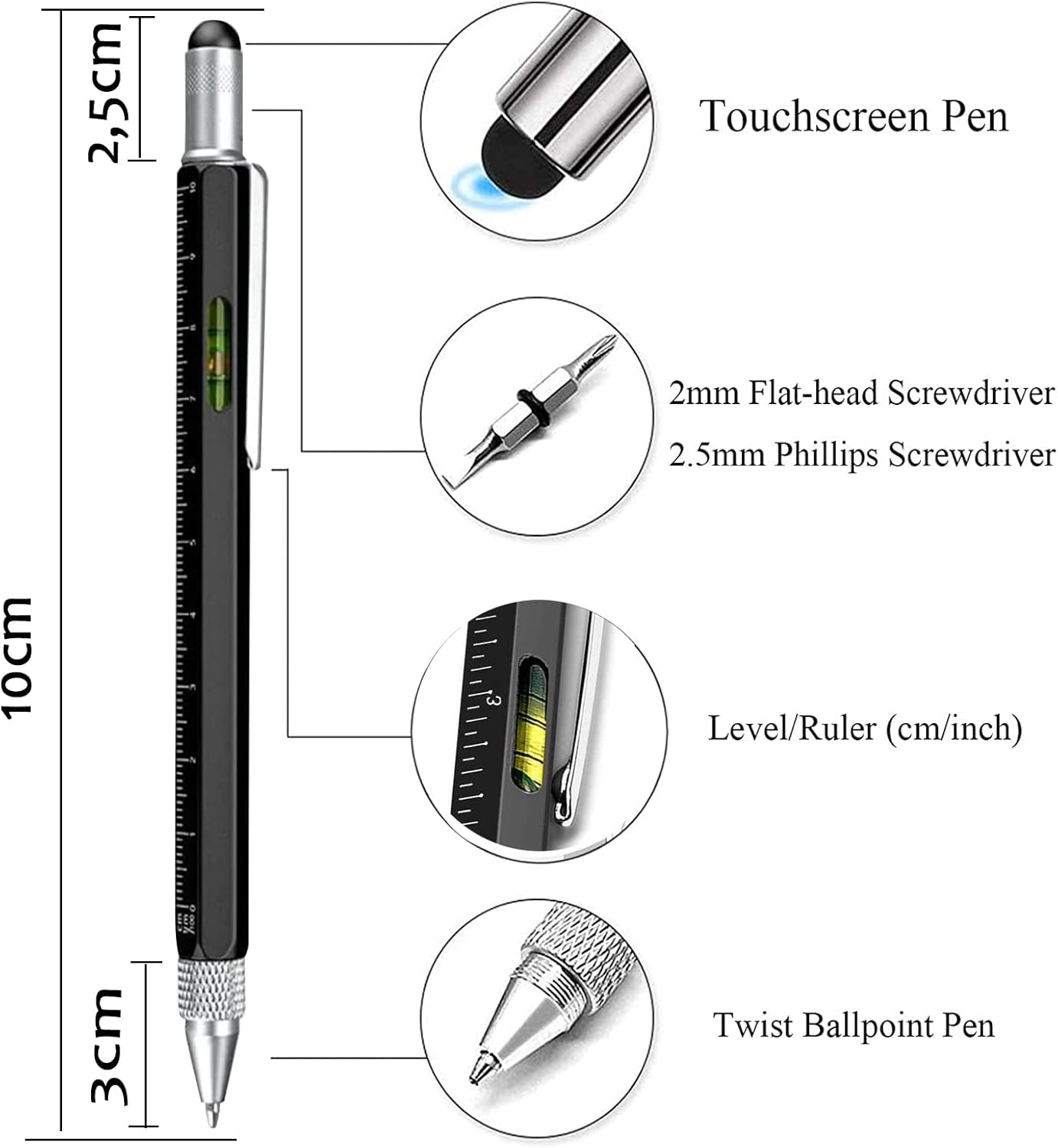 MOJOTIC 6-in-1 Multifunktionsstift: Das perfekte Geschenk für Männer und Väter!