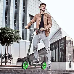 Patinete esportivo leve dobrável para adultos e adolescentes com freio de mão ajustável em altura dobrável, rodas grandes com carga durável 136 kg