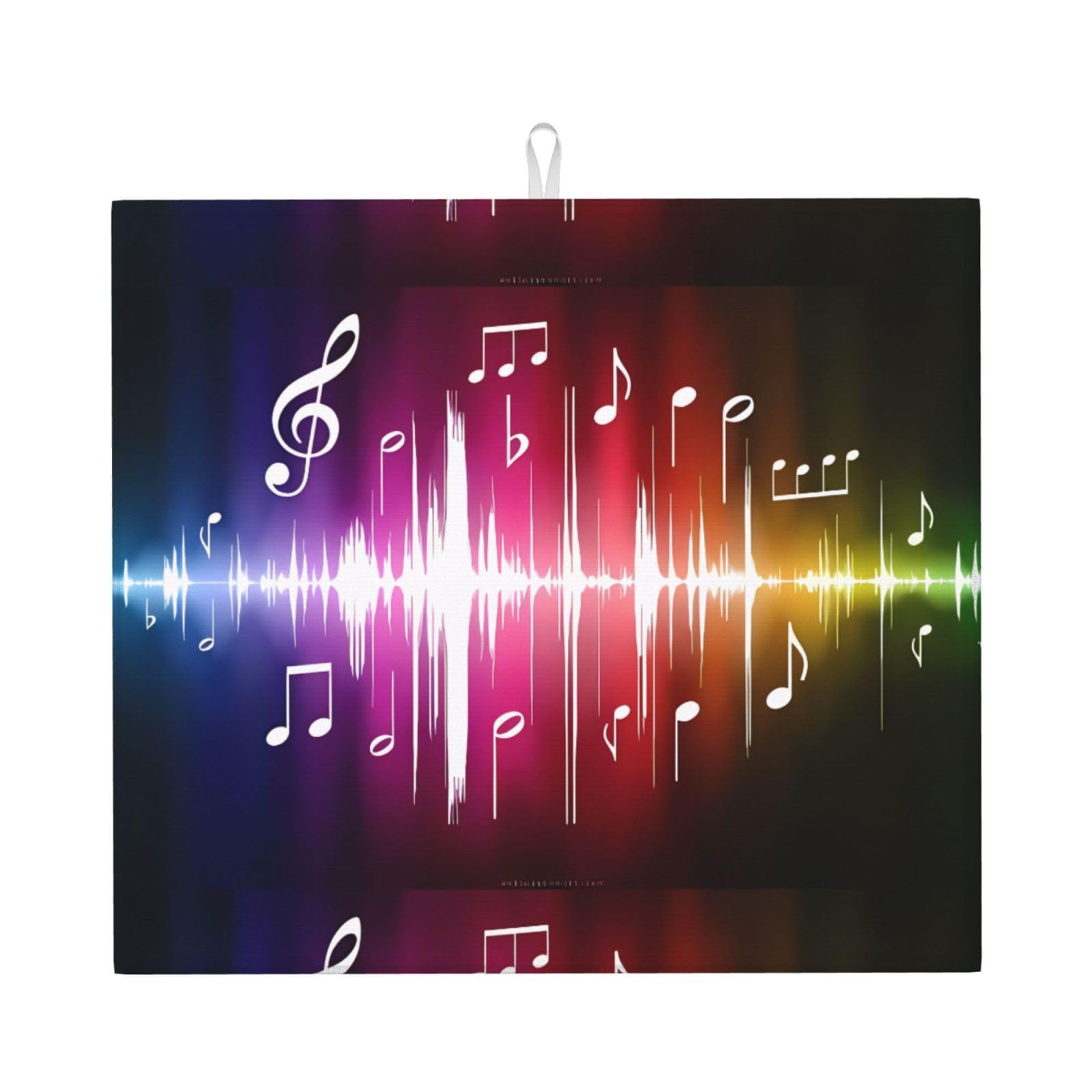 WHJSHOP Music Prints Kitchen Drying Mat – Absorbent Dish Throw for Countertops, Quick-Dry Non-Slip Layer with Colorful Prints, Ideal Housewarming Gift