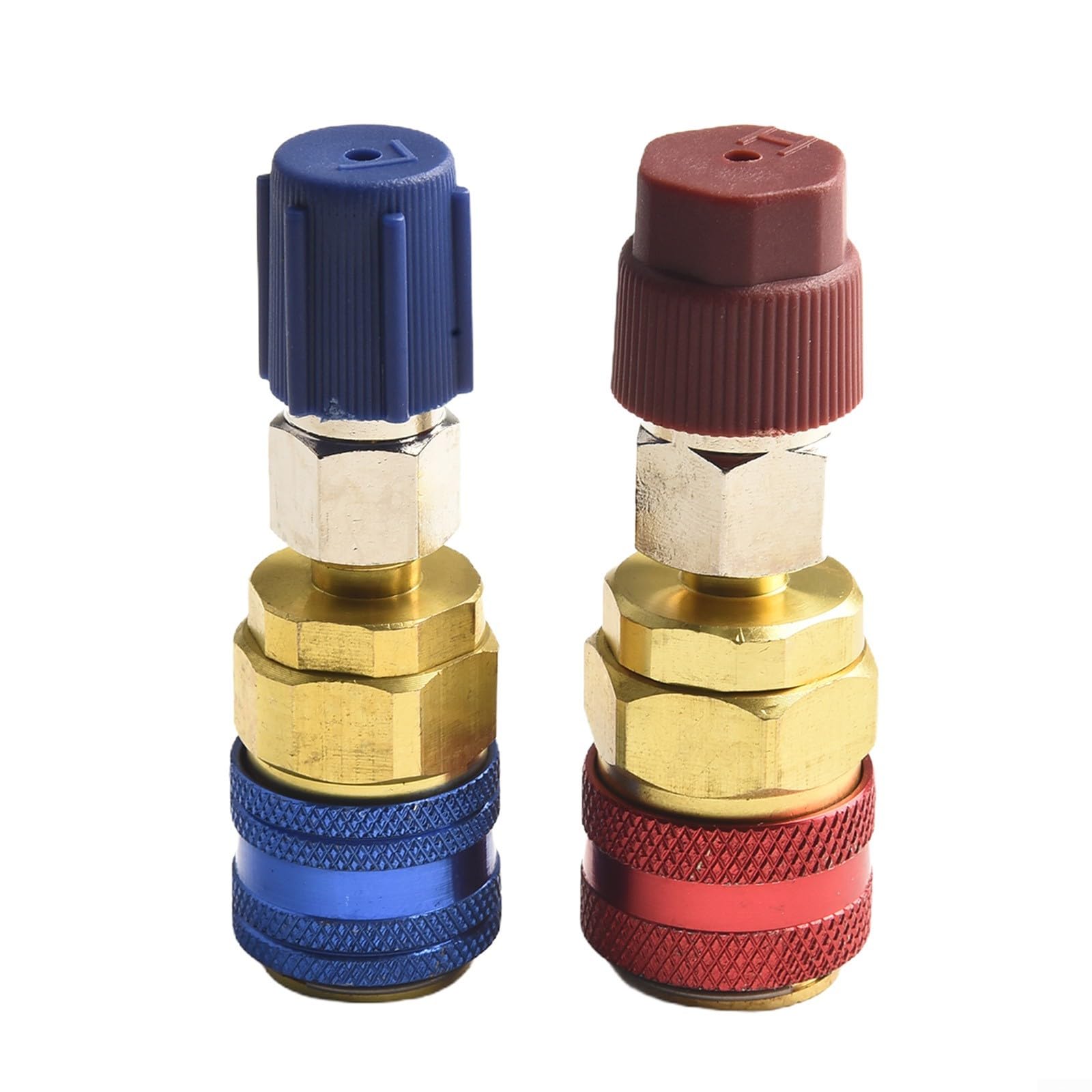 R134A - Adattatore di prolunga professionale per auto con attacco rapido, connettori laterali alti e bassi con tappo blu rosso per set di manometri AC per auto