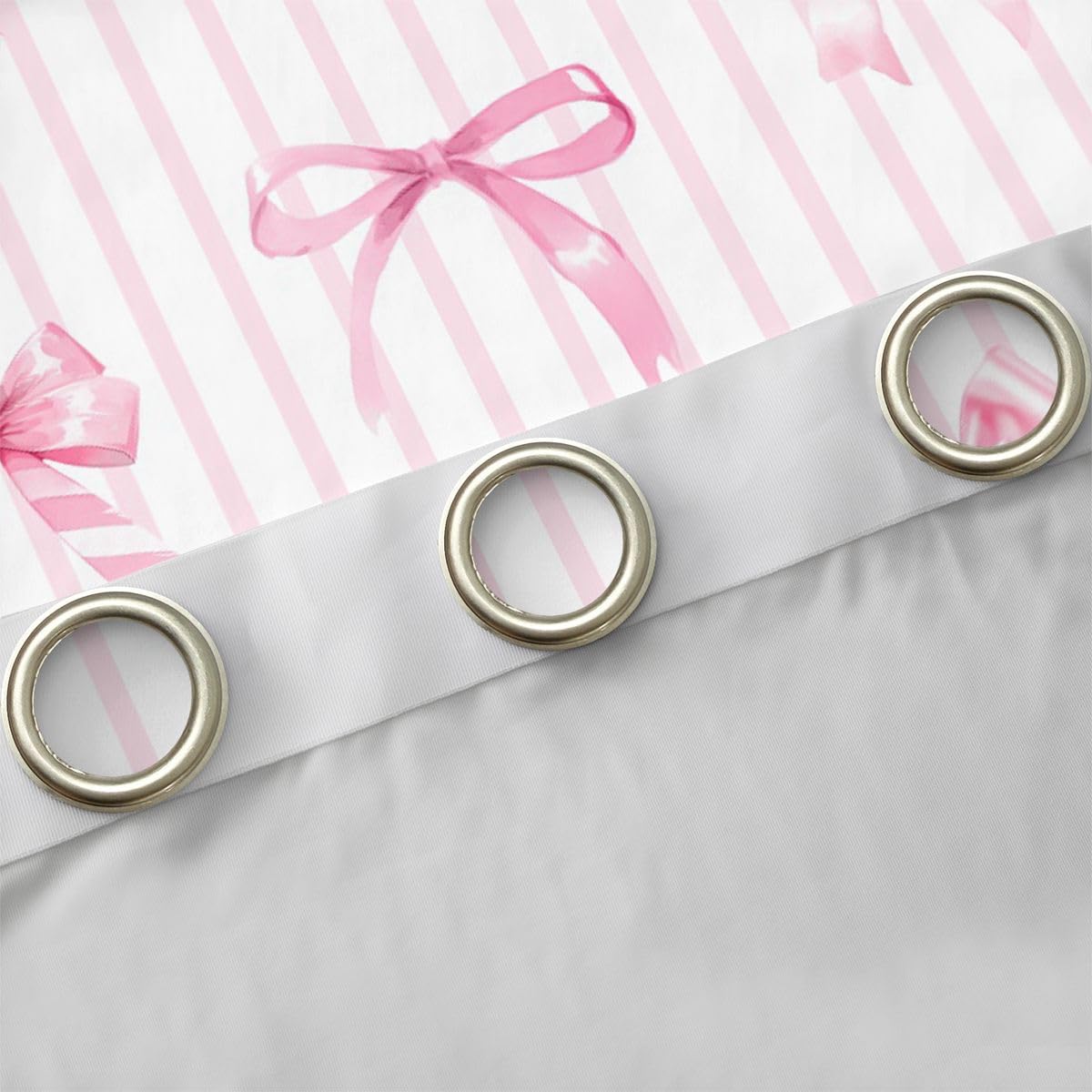 Homemissing Cortinas opacas de satén con lazo rosa para dormitorio, sala de estar, cortinas opacas con lazo de satén de princesa, cortinas de oscurecimiento kawaii coqueta, 2 paneles de 66 pulgadas de