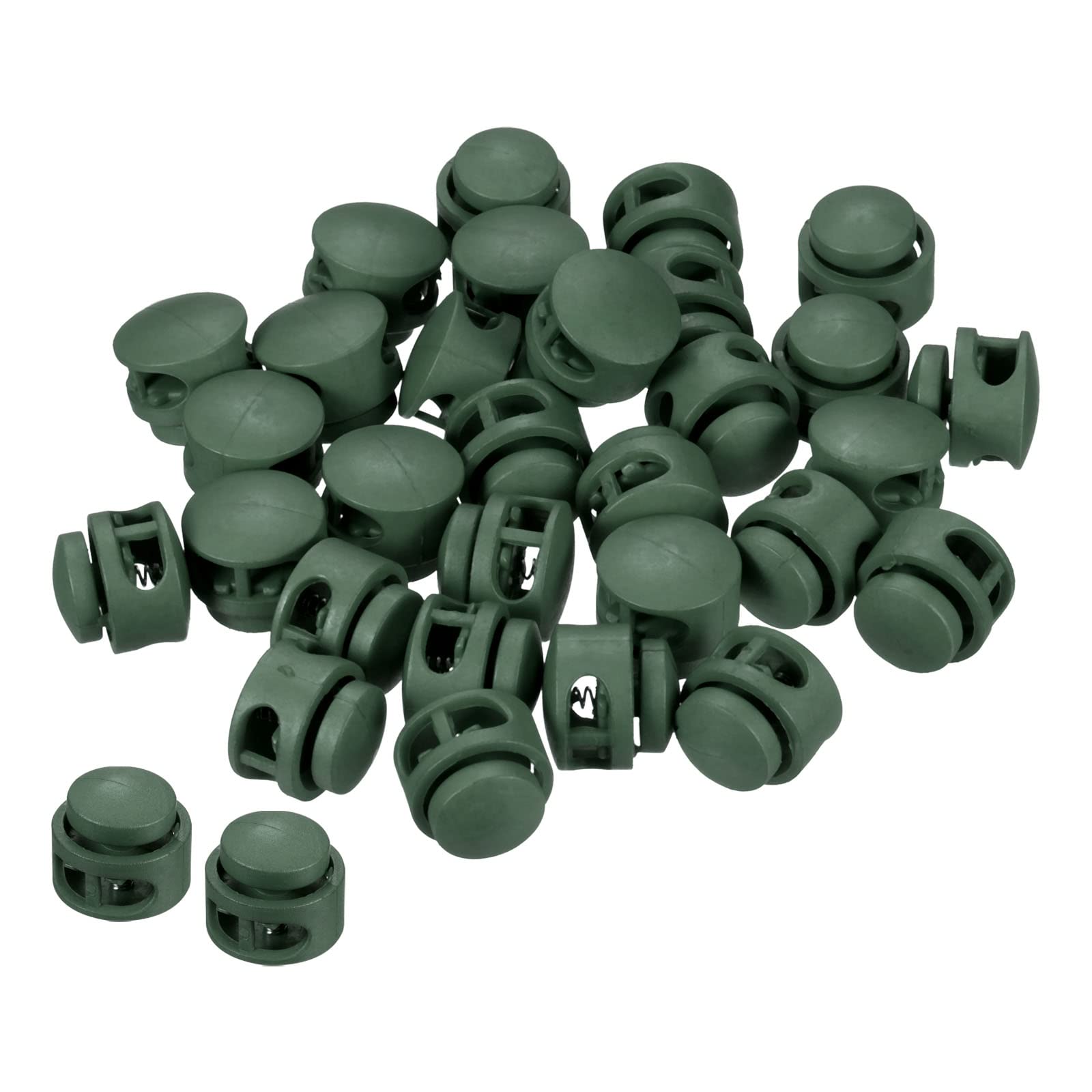 PATIKIL Cord Locks, 30 Pack Round Spring Toggle Stopper for Drawstring Bag Shoelaces, Dark Green