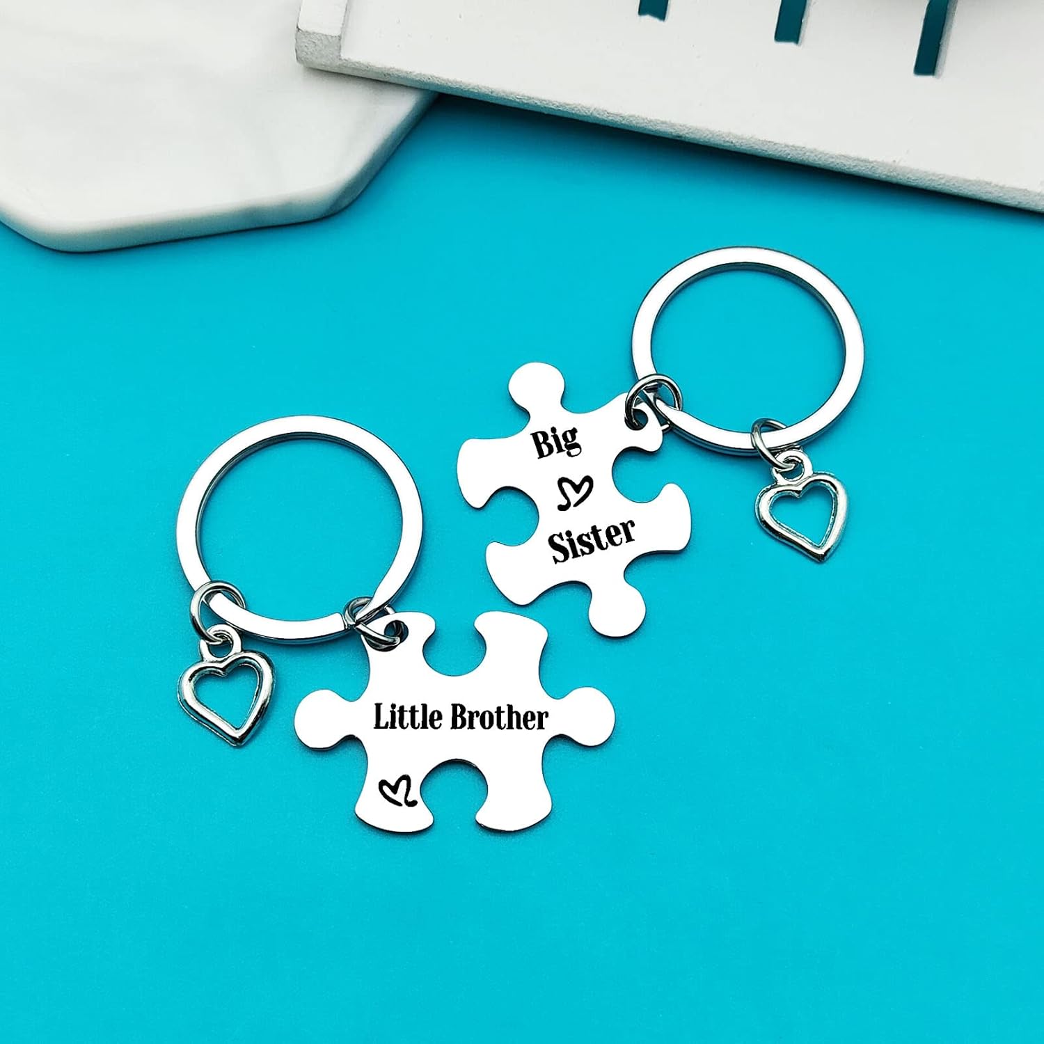 Ximalun Sister and Brother Keyrings Brother and Sister Gifts for Big Sister Little Brother Keyring Set Brother Gifts from Sister Christmas Birthday Gifts Sibling Gifts for Brother and Sister - Image 3