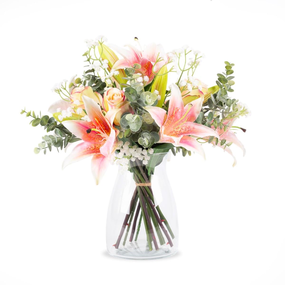 artplants.de False Lily Bouquet MARIPOSA, rose, cream-pink, 45cm, Ø40cm - WITHOUT VASE - Artificial Flower Bouquet