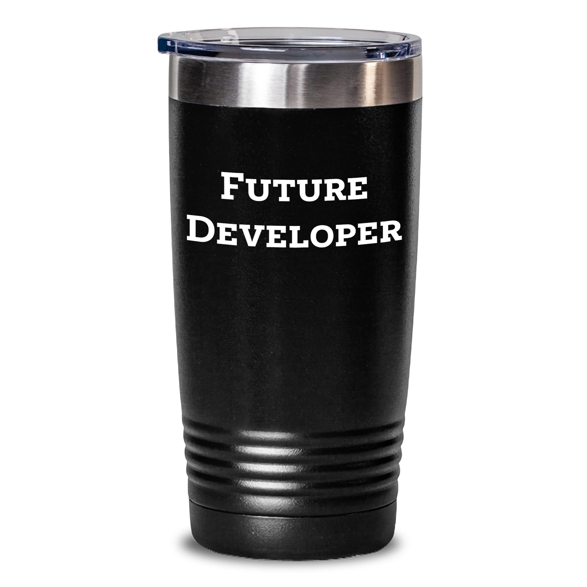 Christmas Unique Gifts for Developer Friends from Friends, Black Stainless Steel Tumbler with Funny Quote, Future Developer's Unique Gift