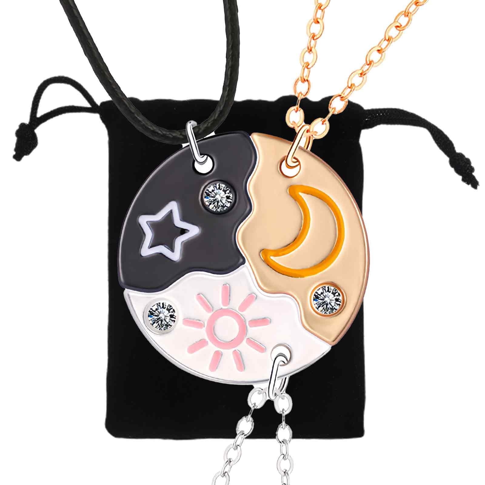 3 Piezas Conjunto de Collares de Amistad Colgantes para Mejores Amigas - Regalo de Cumpleaños Ideal para 3 Niñas. ¡Expresa tu amistad con estilo con este BFF Collar(Plata Oro Negro)