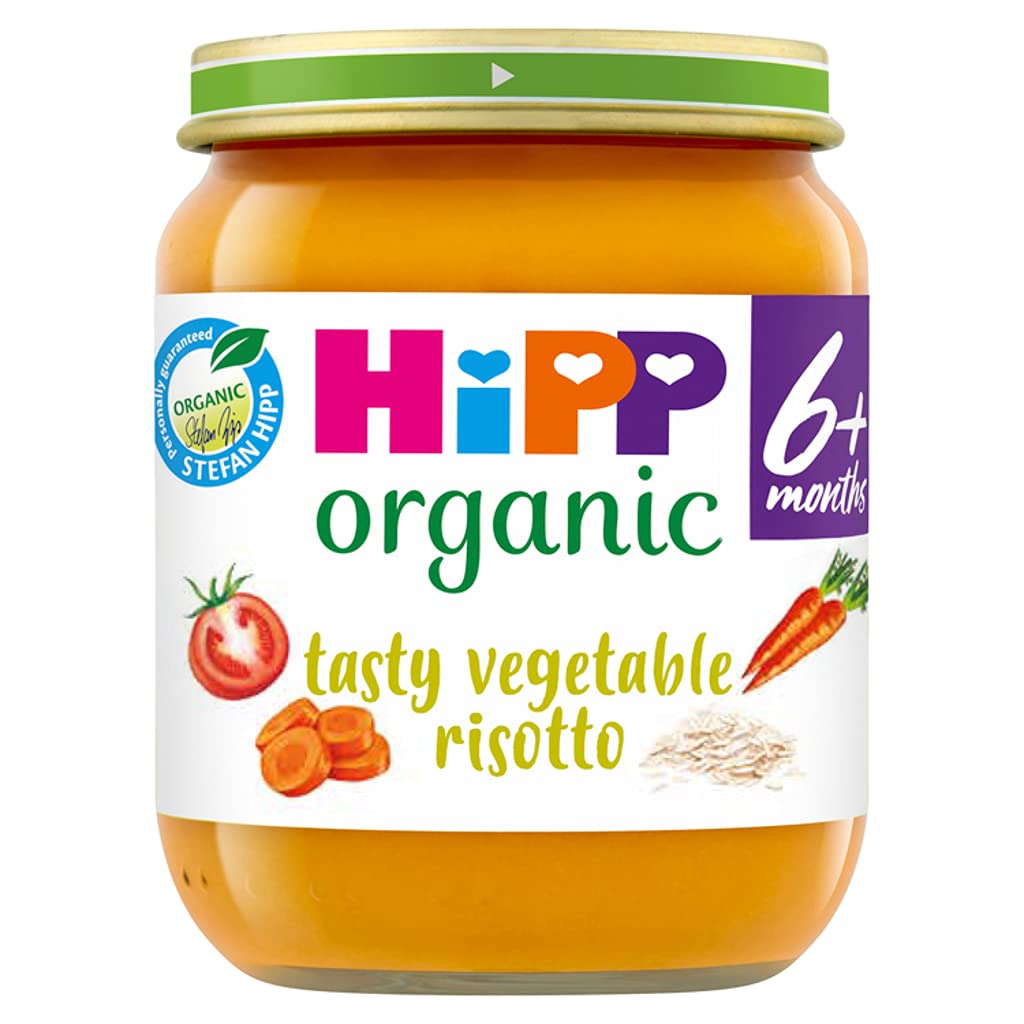 Null Hipp Organic Tasty Vegetable Risotto Stage 1-4 Months 125 g (Pack of 2, Total 12 Jars), 1 grams