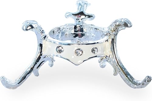 BestPysanky Esmalte blanco con cristales tono plateado huevo esfera soporte soporte exhibición