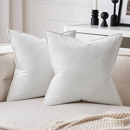 Miniatura 1 de MIULEE - Paquete de 2 fundas de almohada decorativas de terciopelo suave, fundas de cojín cuadradas sólidas para sofá, dormitorio, automóvil, 20 x