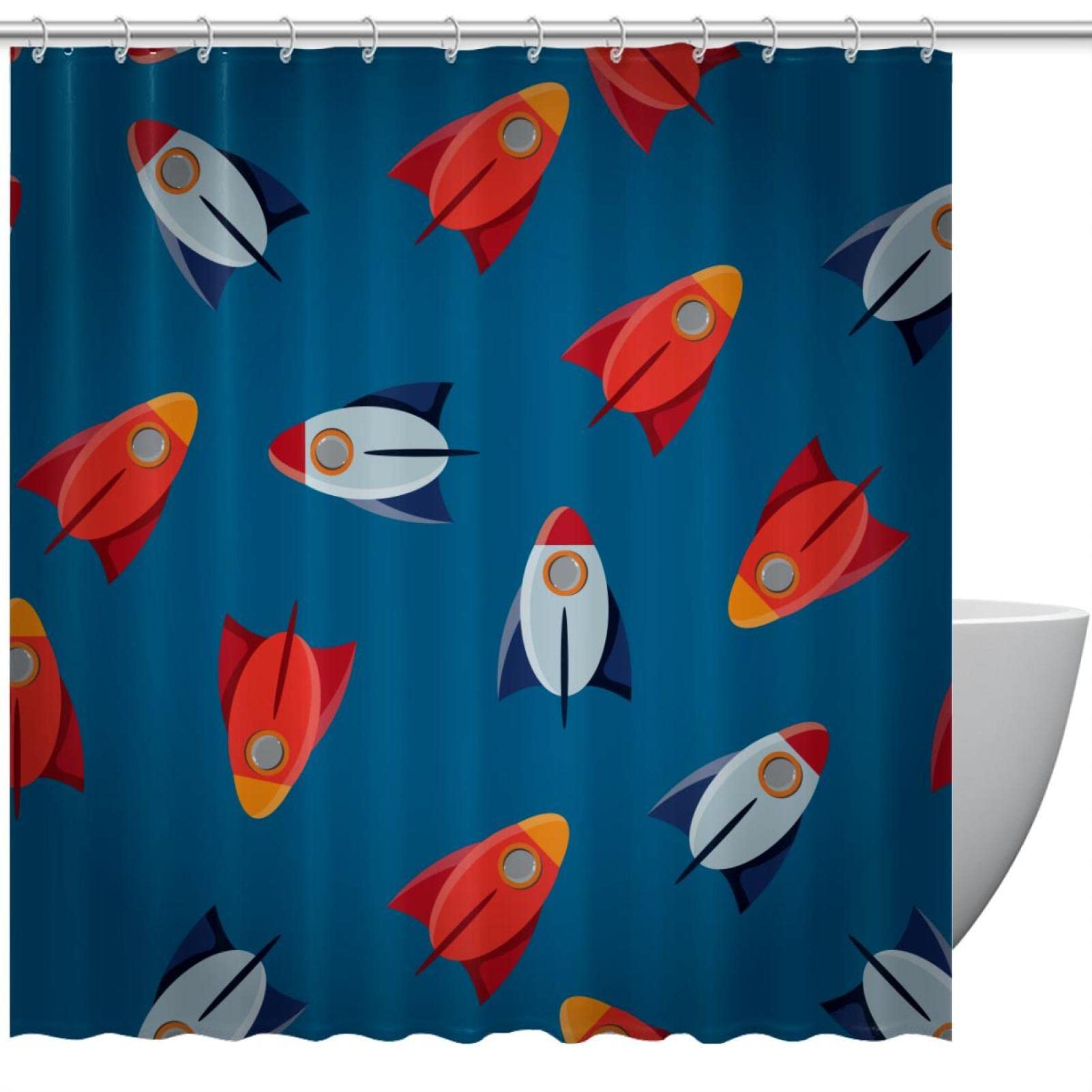 Rideau de douche univers cosmique pour baignoire familiale lavable