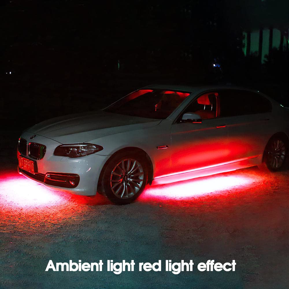 4PCS APP Control Car Flexible 12V LED Strip Ambiente decorativo LED RGB Under Car Glow Underbody Lights System Kit de luces de neón-60x2 y 180x2 cm
