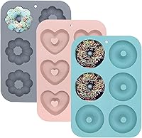 Vista 1 de Homaisson Molde de silicona para hornear donas de tres piezas, molde antiadherente para hornear donas, sin BPA, fácil de liberar, puede hacer donas