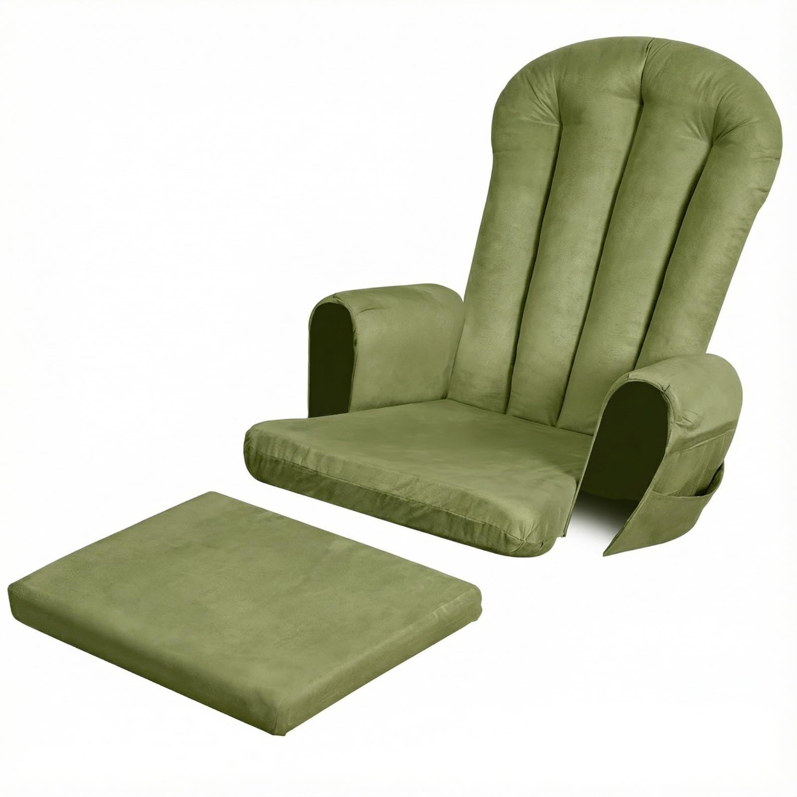 5PCS Suede Glider Rocker Replacement Cushions with 29.5" High Backrest &amp; Side Pockets, Thickened Soft Glider Rocking Chair Cushions with Ottoman Cushion for Indoor Nursery Rocking Chair, Green