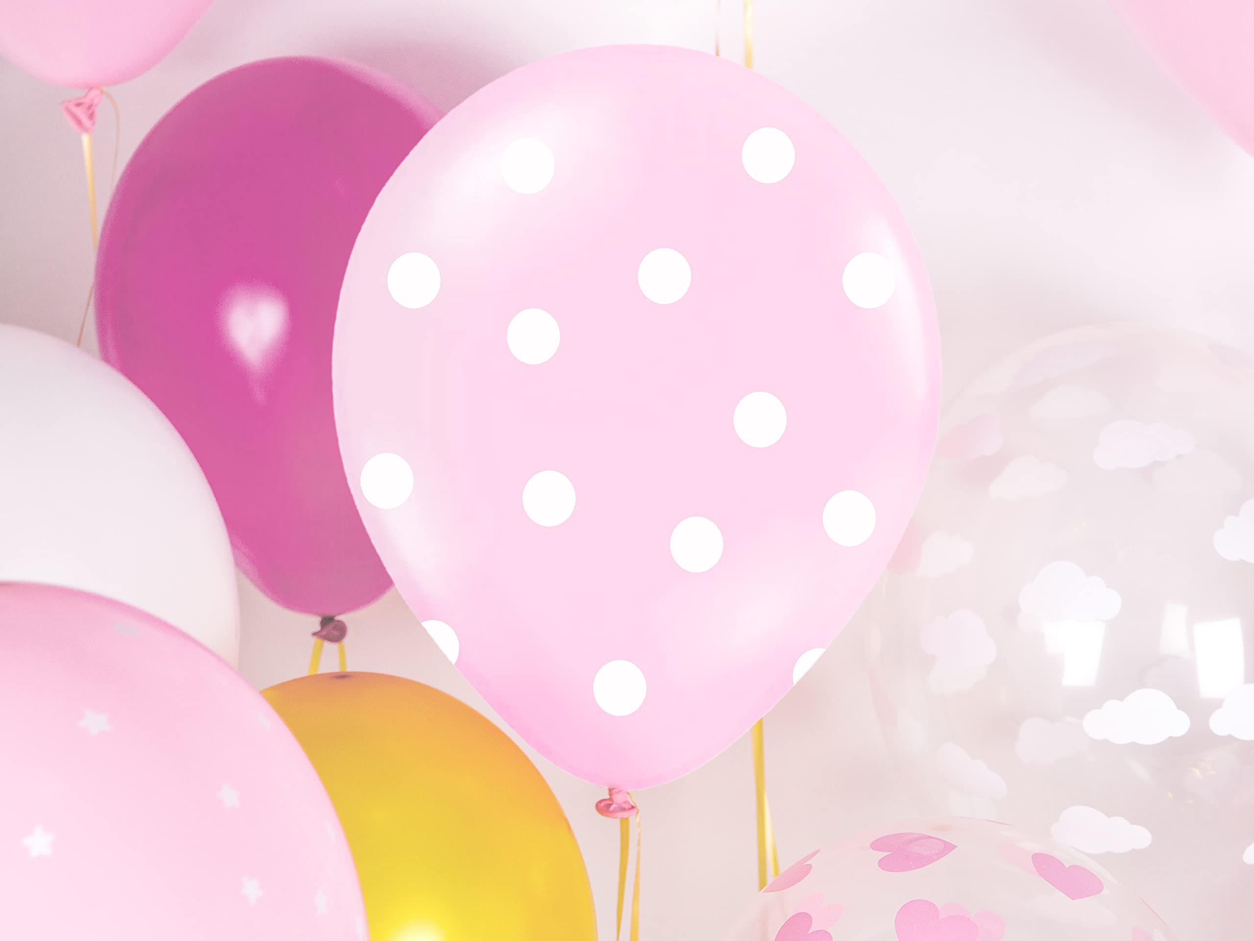 6 PALLONCINI Lattice 30 Cm ROSA POIS BIANCHI Decorazione BATTESIMO COMPL 0F6X