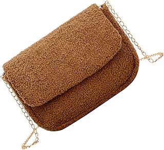 1 Peça Bolsa Quadrada Pequena De Pelúcia Bolsas De Mão Femininas Vintage Bolsa De Ombro Bolsa De Ombro Marrom Bolsas De Mão De Pelúcia Carteira Crossbody Feminina Bolsa De Ombro