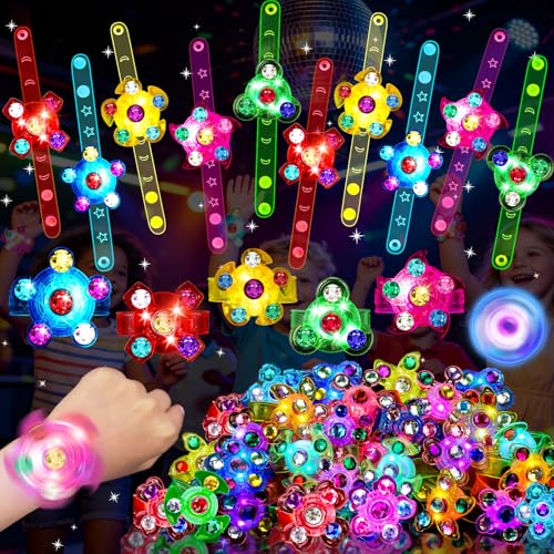 24PCS Light Up Fidget Spinner Bracelets,Glow Party Favors for Kids 4-8 8-12