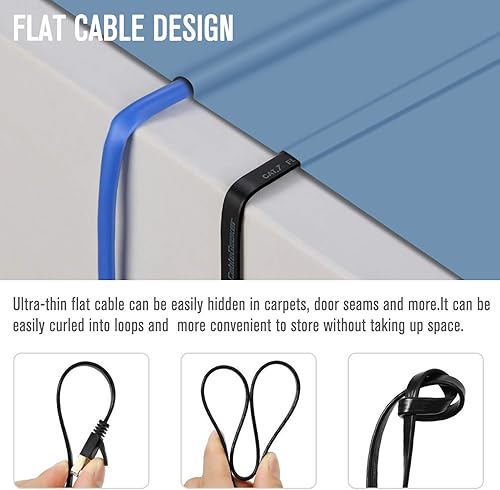 Miniatura 5 de Cable blindado Cat 7 para conexión de Ethernet (cable de la más alta velocidad), plano, tiene un conector RJ45 a prueba de enganche, para módem,