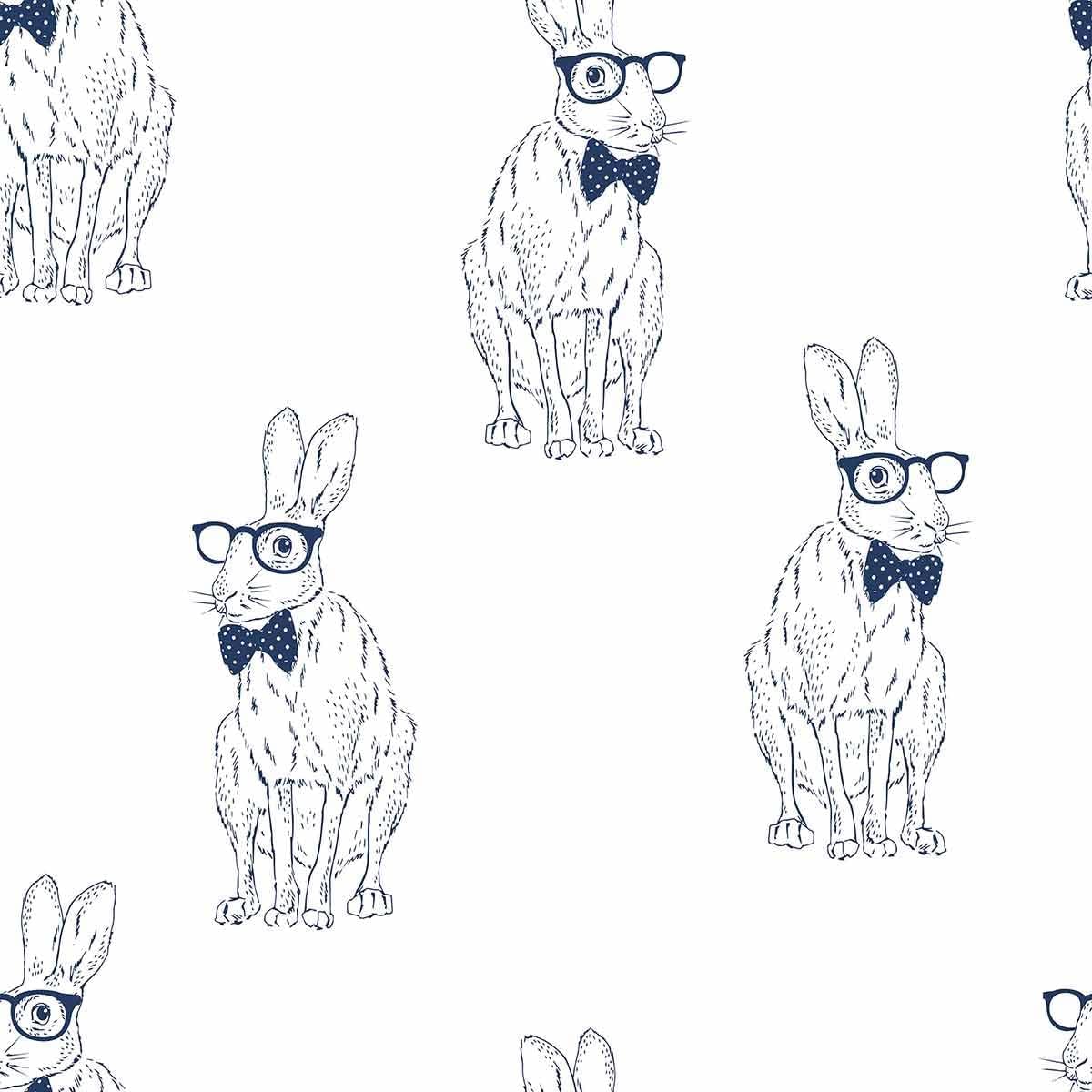 Walls By Me Blue Rabbit Peel and Stick Removable Wallpaper 4962