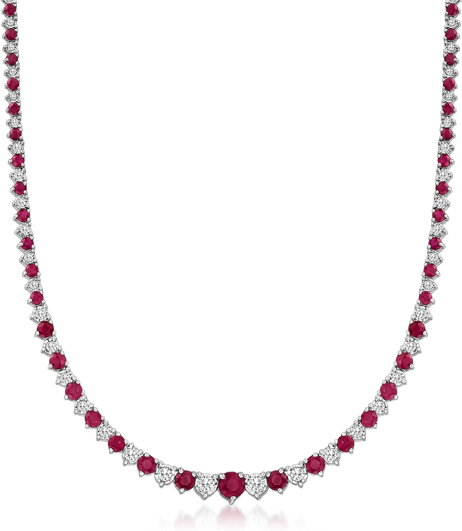 Ross-SimonsGemstone and 1.50 ct. t.w. Diamond Tennis Necklace in Sterling Silver