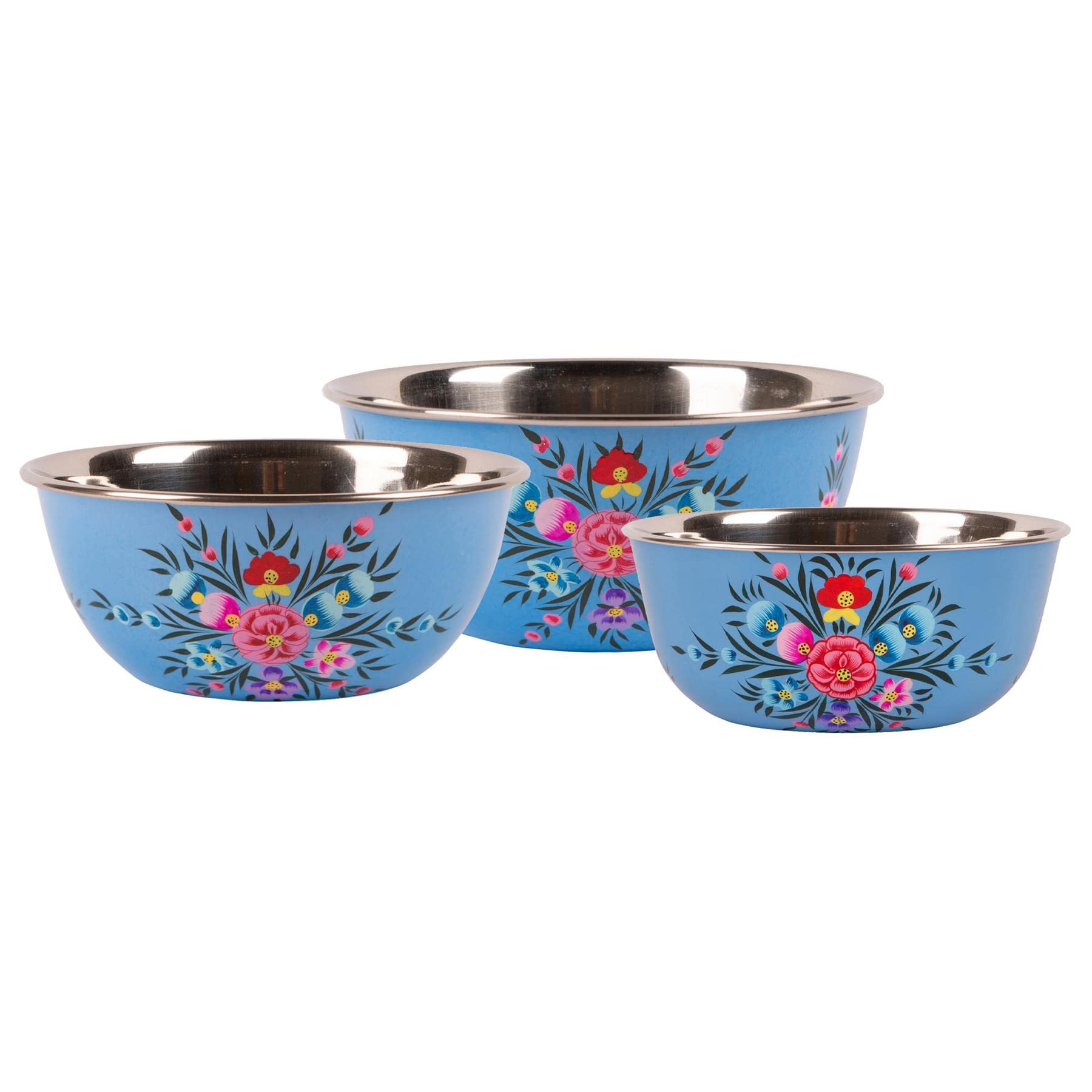 Billy Can Ocean Pansy 3Pc Stainless Steel Camping Bowl Set - Reusable Picnic Party Pasta Food Dinner Serving Dinnerware Crockery Dishes - By Billycan