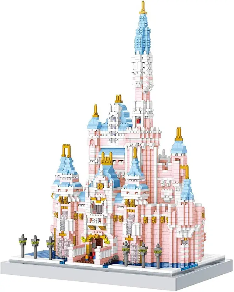 3D Nano Building Model Pink Castle 4888+ Pcs Building Model Micro-Particle Assembled Toy Child Construction Educational DIY Toy Gifts 4888pcs