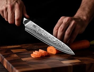SHAN ZU Utility Knife 6 inch, Japanese Damascus Kitchen Knife, Professional Chef Knife with Sharp 67 Layers High Carbon Steel Blade and G10 Handle - PRO Series | Sharp 67 Layers High Carbon Steel Blade and G10 Handle - PRO Series