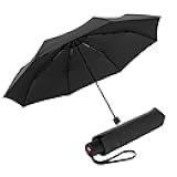 Knirps A.050 Black Manual Open Close Travel Rain Umbrella for Adults – Ultra Lightweight, Compact Windproof 38.5