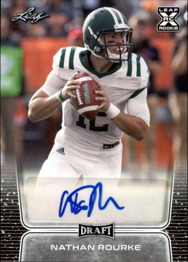2020 Leaf Draft (NFL) Football Autograph Silver #BA-NR1 Nathan Rourke Auto Ohio Pre Rookie RC Official Player Licensed Trading Card (in NCAA Uniform)