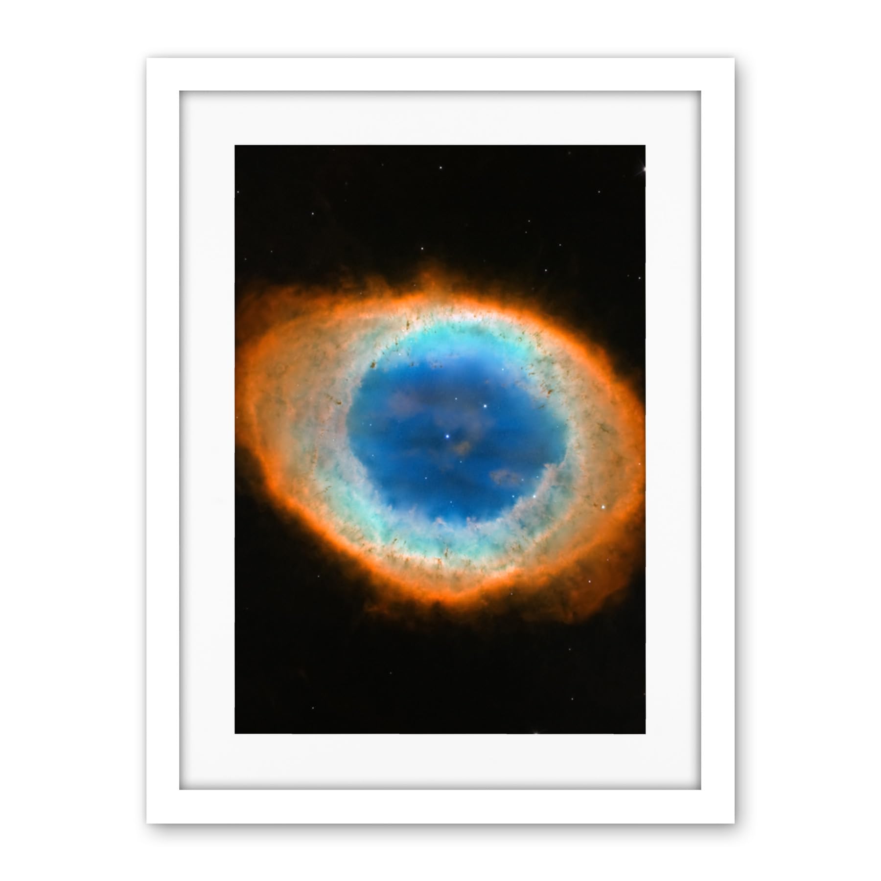 Artery8 Hubble Space Telescope Image Planetary Nebula Ring Blue Red Dying Star Formation Celestial Doughnut Of Gas And Matter Artwork Framed Wall Art Print 18X24 Inch