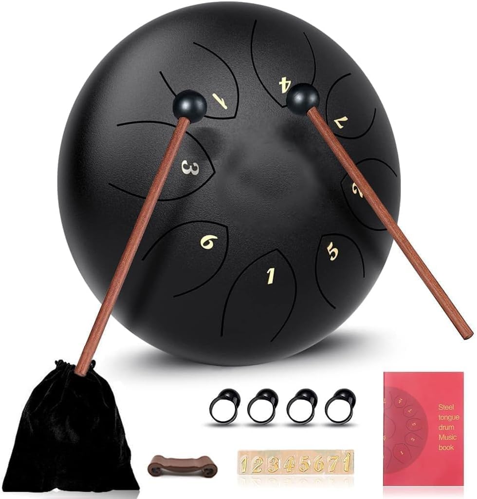 Steel Tongue Drum 8 notas 6 pulgadas con bolsa y accesorios miniatura 1